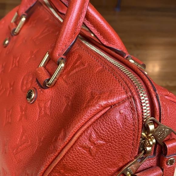 LAST CHANCE!! Louis Vuitton Speedy 25 Empreinte Bag EUC Red-Orange - Picture 5 of 16